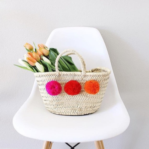 Market Pom Pom basket ORANGE / BLUE / PINK - Image 3